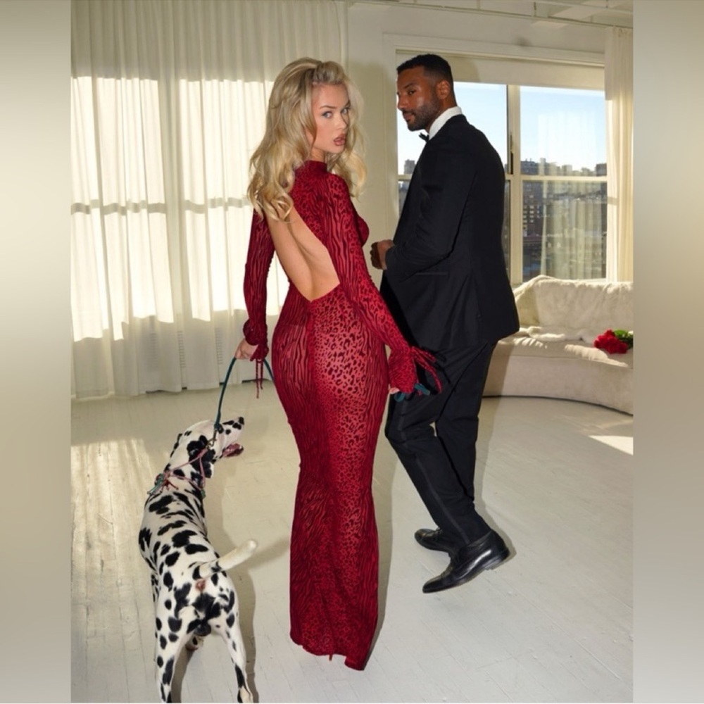 Miss Circle Red Waylynn Burnout Velvet Maxi Dress